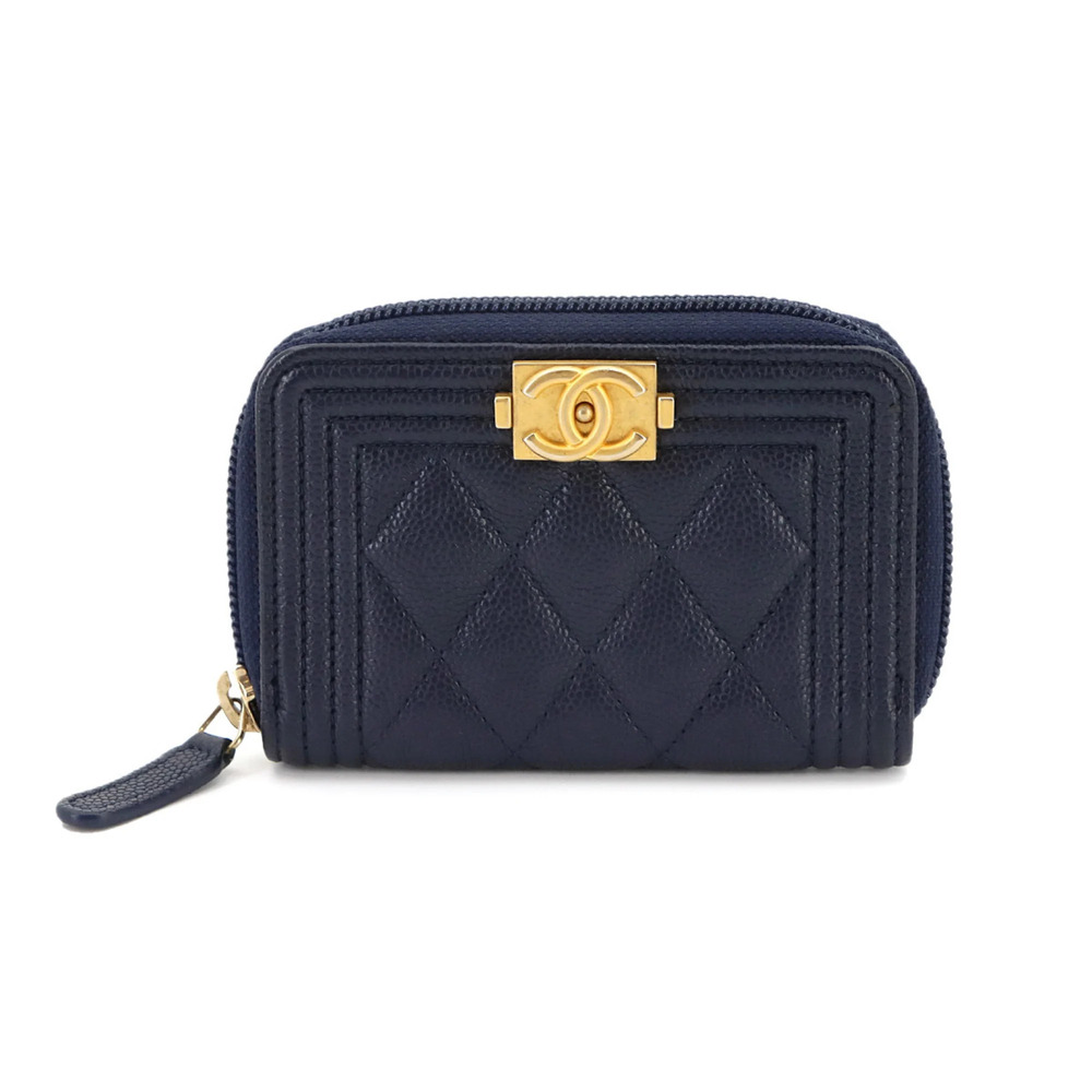 CHANEL Blue Caviar Leather Wallet